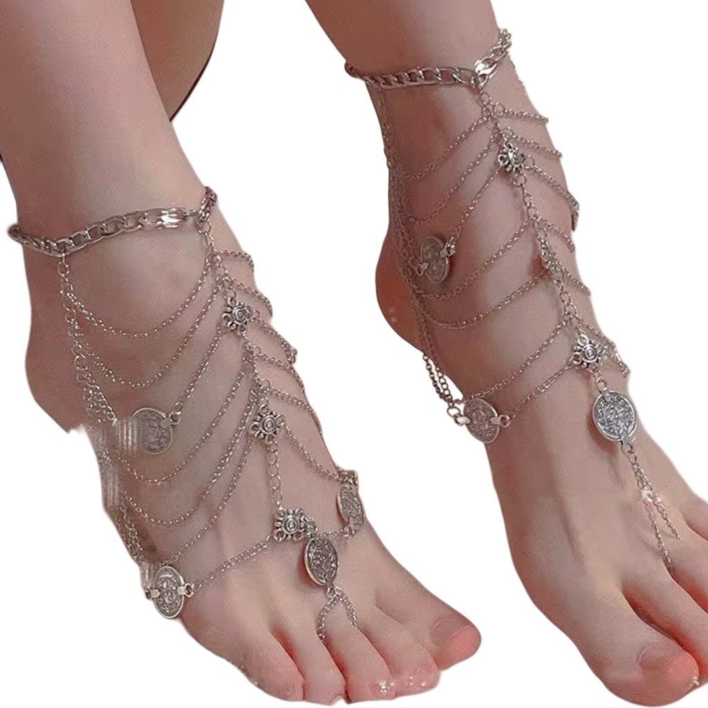 Set Of 2 Bohemian Toe Ring Anklet 28$
